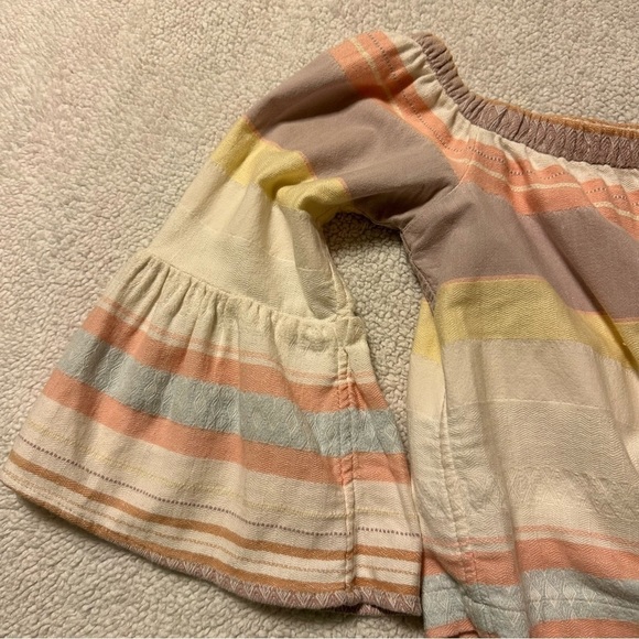 MOTHER Off the Shoulder Belle Top in Sweet Southern Trouble Pastel Stipe - Picture 6 of 13